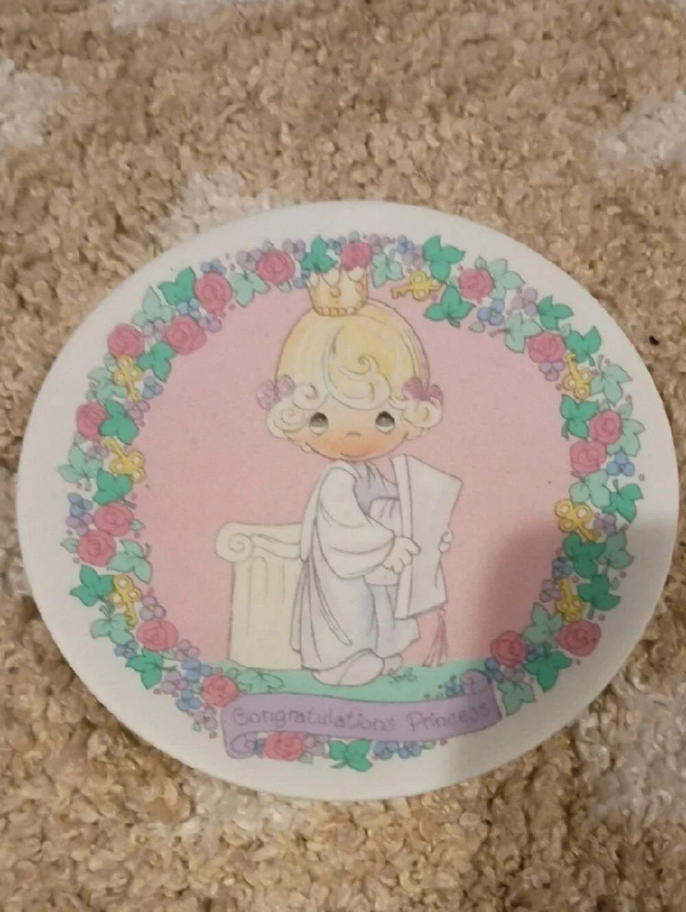 Precious Moments Ceramic Trinket Dish Set - White, Pink, Blue